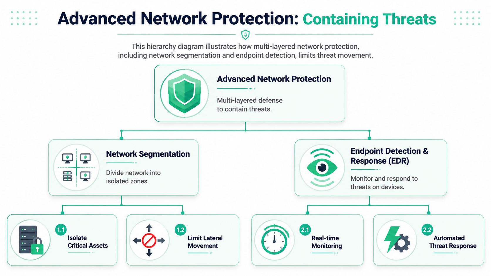 How To Prevent Ransomware: An Au Smb'S Guide For 2026 5 A Hierarchical Flowchart Explaining How Advanced Network Protection Uses Segmentation And Endpoint Detection To Contain Threats.