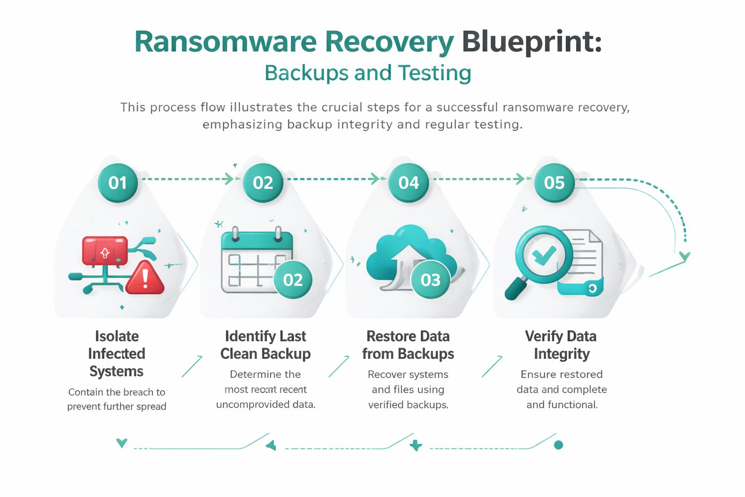 How To Prevent Ransomware: An Au Smb'S Guide For 2026 4 A Process Diagram Outlining The Five Steps For A Ransomware Recovery Blueprint Including Isolation And Verification.