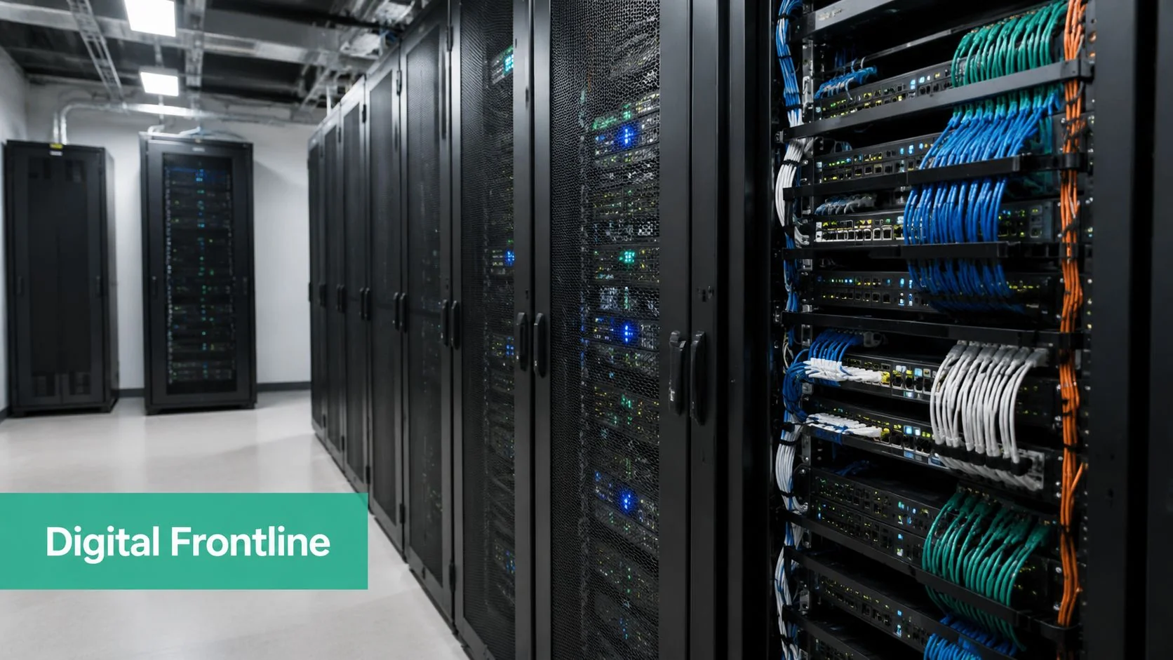 How To Prevent Ransomware: An Au Smb'S Guide For 2026 3 A Brightly Lit Server Room Featuring Rows Of Black Server Racks With Networking Cables And Blinking Lights.