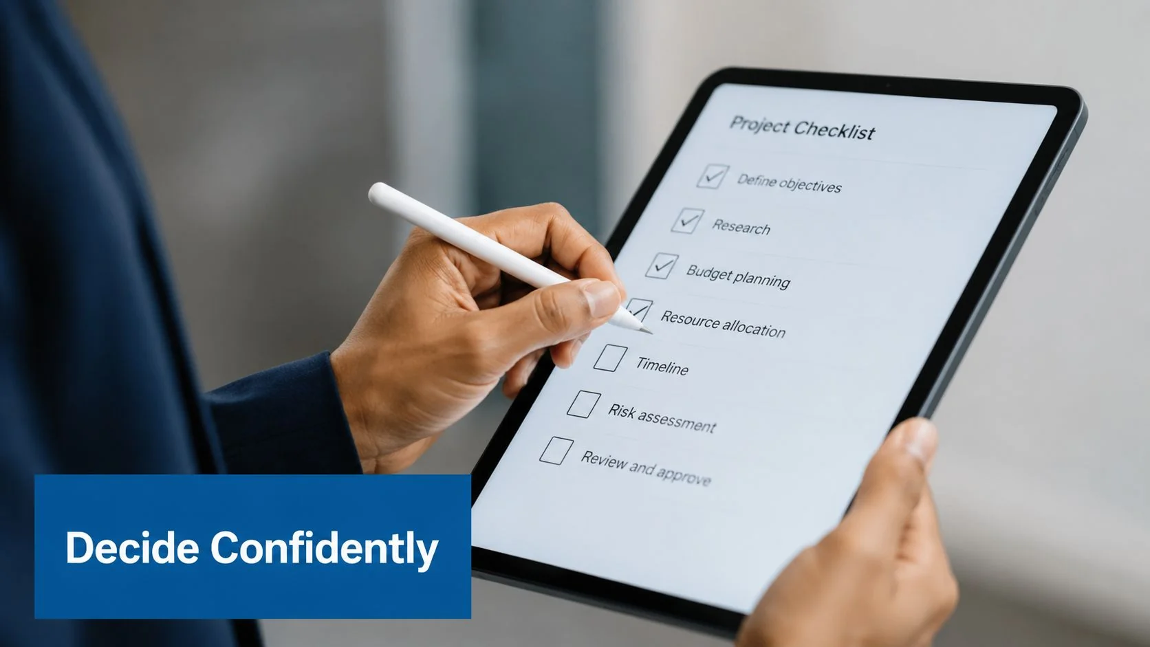 It Consulting Melbourne: A 2026 Smb Buyer'S Guide 5 A Professional Using A Digital Stylus To Check Off Items On A Project Management Checklist On Tablet.