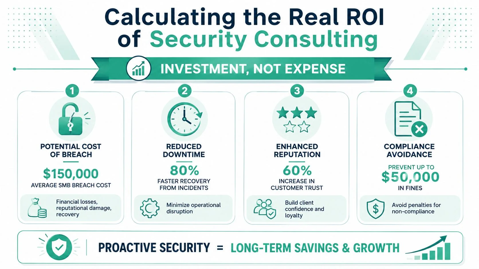 Computer Security Consultant: A Brisbane Smb Guide For 2026 3 An Infographic Titled Calculating The Real Roi Of Security Consulting Explaining The Financial And Operational Benefits Of Cybersecurity.
